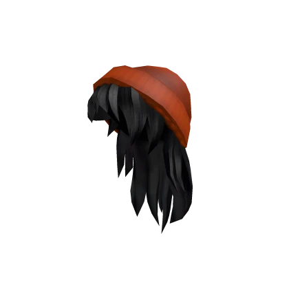 Free Roblox Orange Beanie with Black Hair